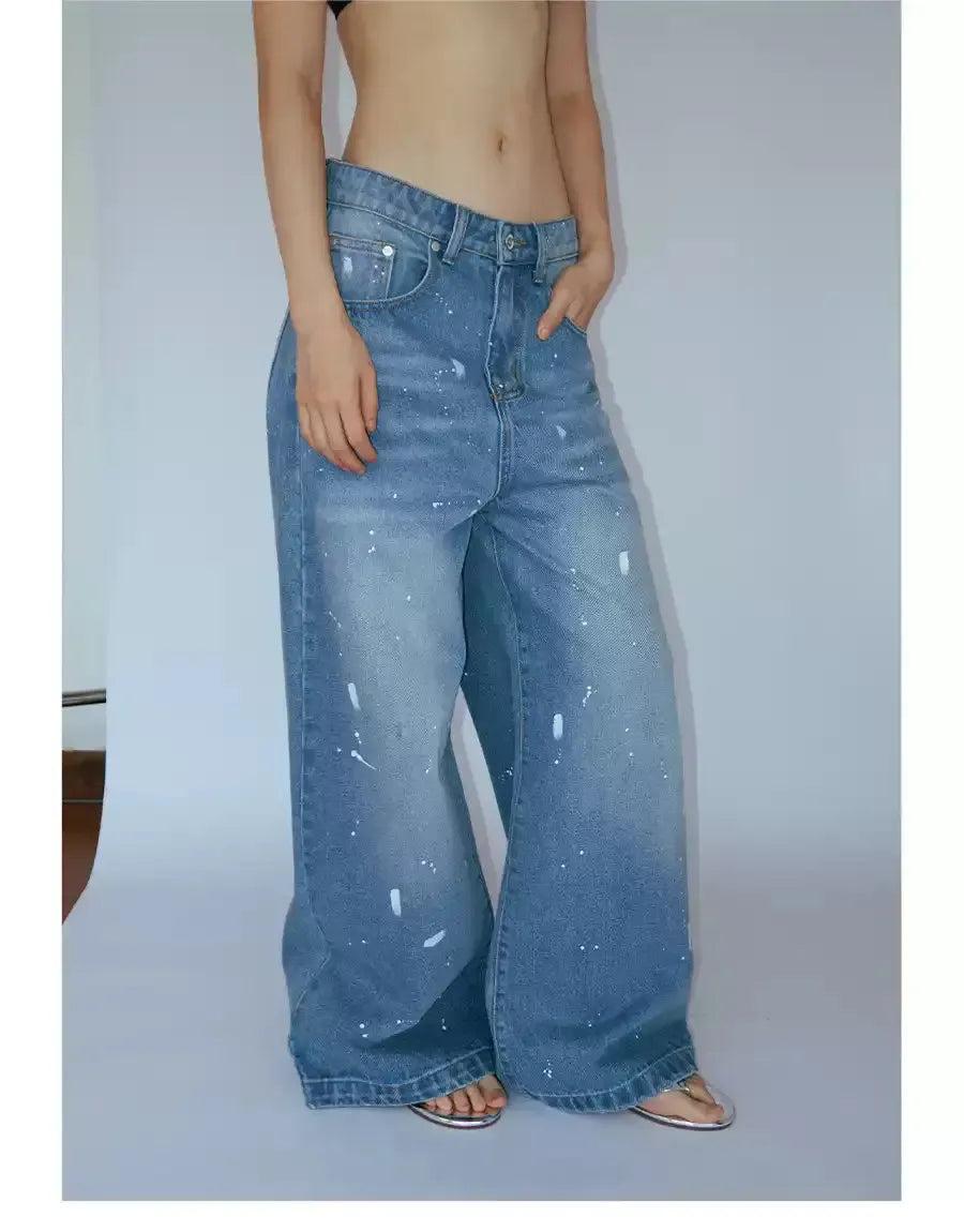 Paint Splatters Oversized Jeans Korean Street Fashion Jeans By Funky Fun Shop Online at OH Vault