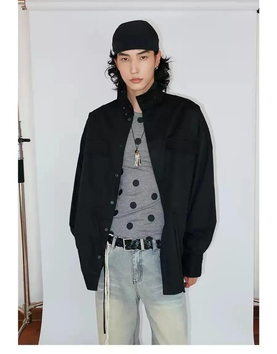 Midi Waist Drawstring Shirt Korean Street Fashion Shirt By Funky Fun Shop Online at OH Vault