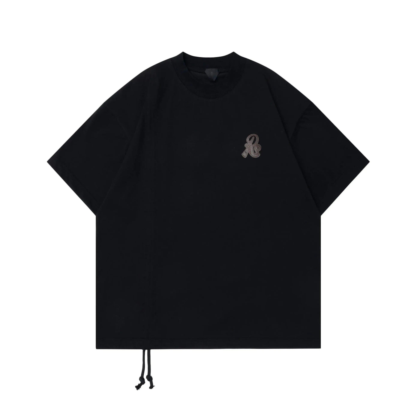 Side Drawstring Patched Logo T-Shirt Korean Street Fashion T-Shirt By MaxDstr Shop Online at OH Vault