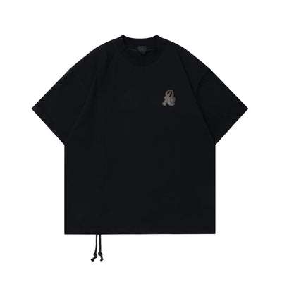 Side Drawstring Patched Logo T-Shirt Korean Street Fashion T-Shirt By MaxDstr Shop Online at OH Vault