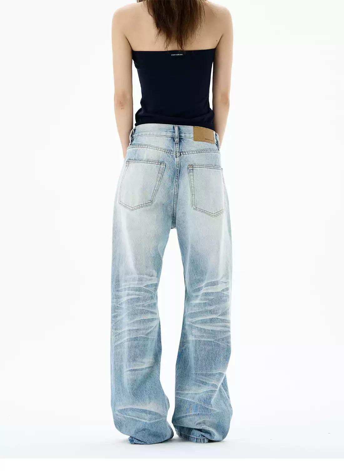 Highlight Faded Straight Jeans Korean Street Fashion Jeans By 77Flight Shop Online at OH Vault
