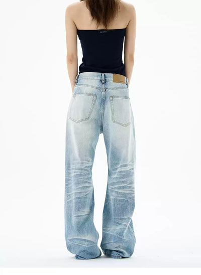 Highlight Faded Straight Jeans Korean Street Fashion Jeans By 77Flight Shop Online at OH Vault