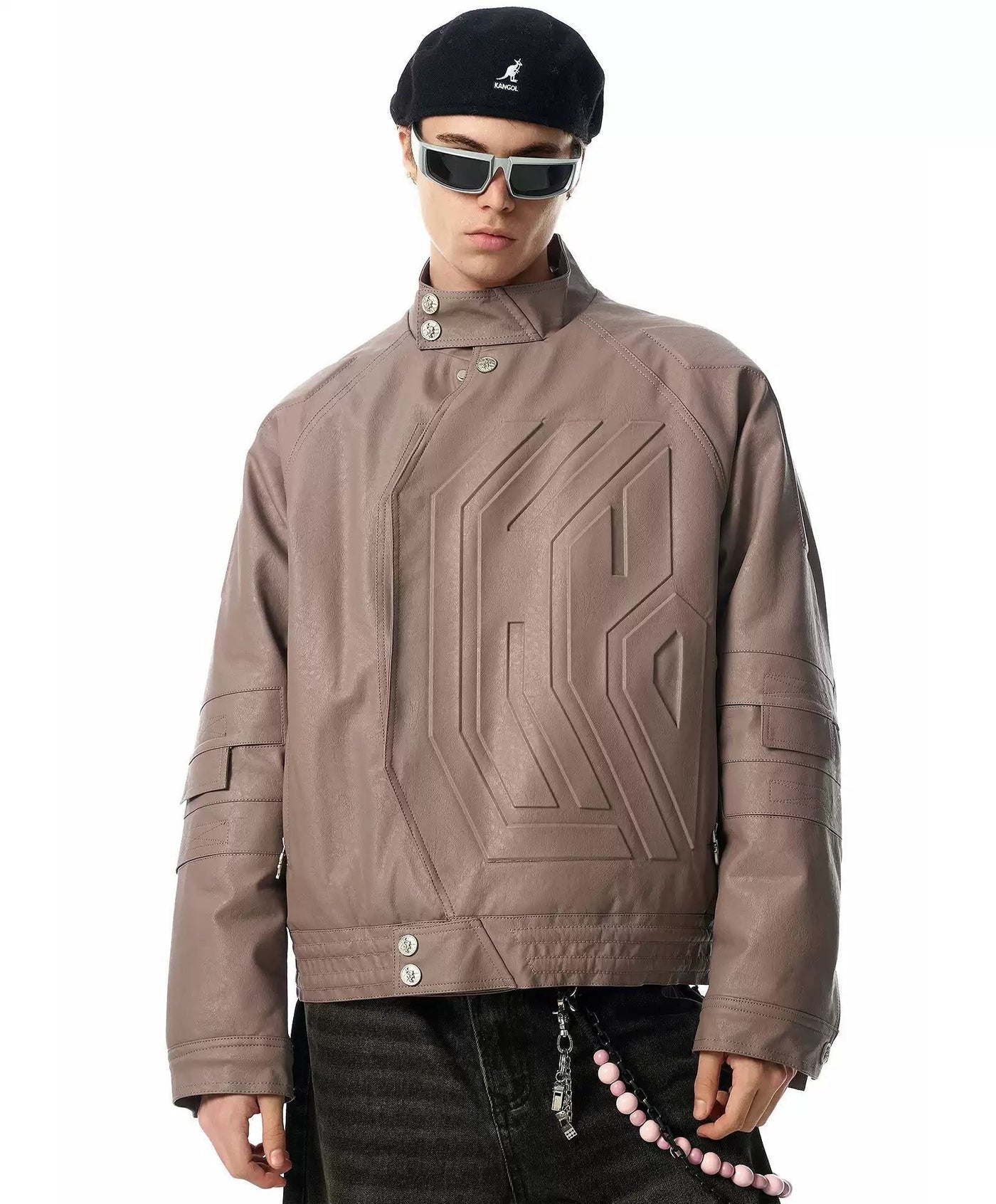 Structured Lines PU Leather Jacket Korean Street Fashion Jacket By JHYQ Shop Online at OH Vault