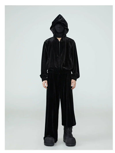 Velvet Effect Hooded Jacket Korean Street Fashion Jacket By FRKM Shop Online at OH Vault