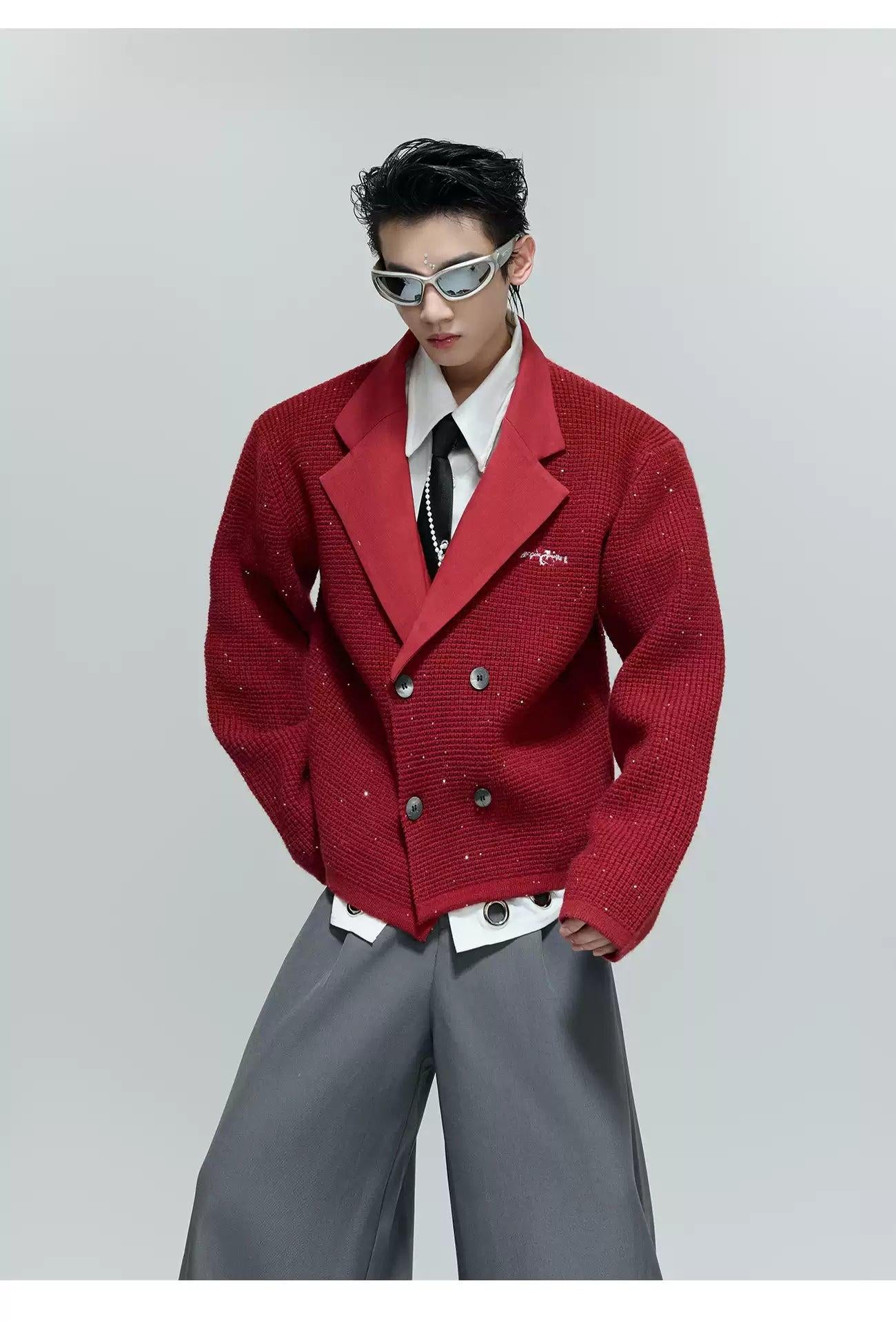 Double Breast Tweed Blazer Korean Street Fashion Sweater By Argue Culture Shop Online at OH Vault