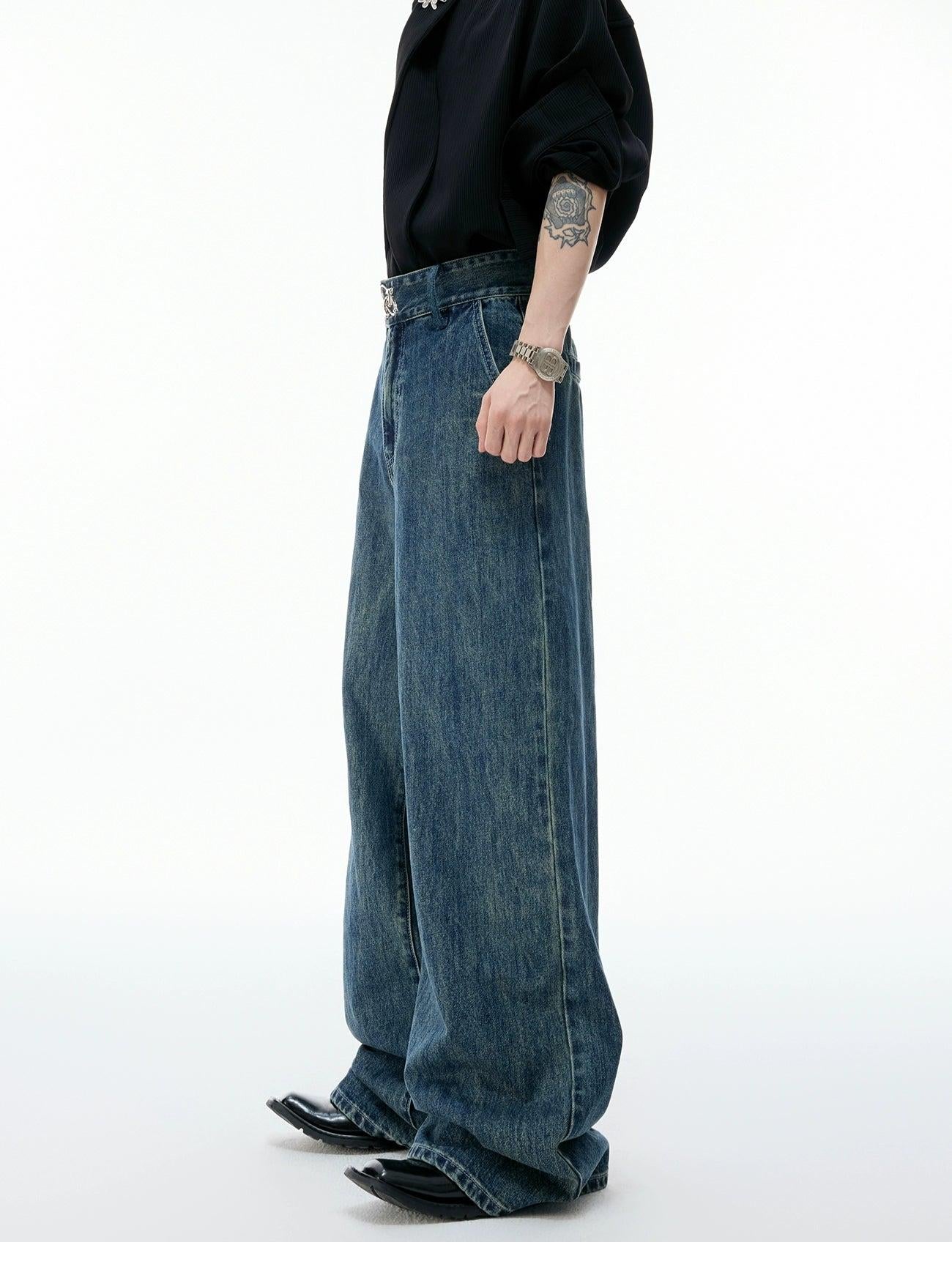 Washed Metallic Logo Jeans Korean Street Fashion Jeans By Argue Culture Shop Online at OH Vault