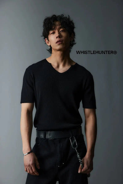 Ribbed Slim Fit T-Shirt Korean Street Fashion T-Shirt By Whistle Hunter Shop Online at OH Vault