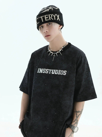 Scattered Dust Logo T-Shirt Korean Street Fashion T-Shirt By INS Korea Shop Online at OH Vault