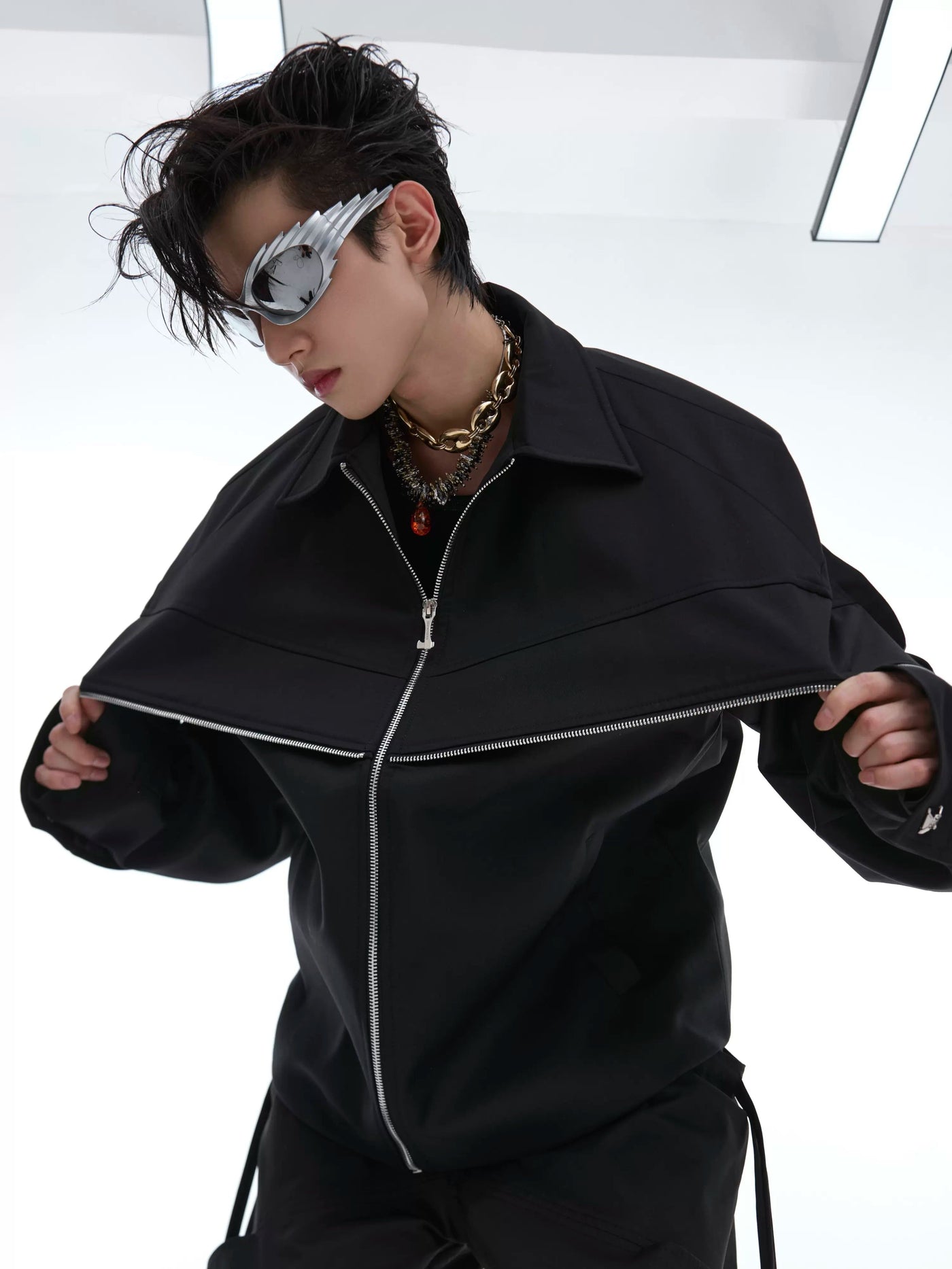 Intersecting Zip Lines Jacket Korean Street Fashion Pants By Argue Culture Shop Online at OH Vault