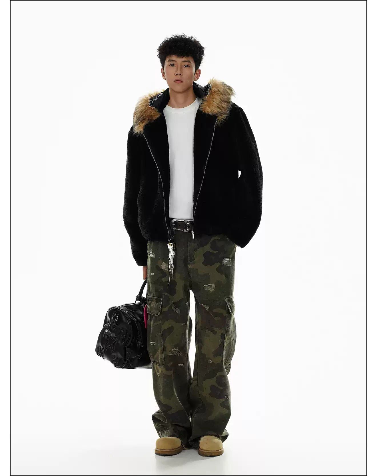 Fur Trimmed Hood Fleece Jacket Korean Street Fashion Jacket By Mr Nearly Shop Online at OH Vault