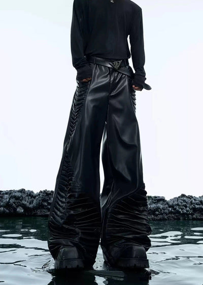 Structured Pleated PU Leather Pants Korean Street Fashion Pants By Argue Culture Shop Online at OH Vault