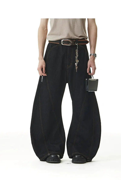 Stitched Contrast Wide Leg Jeans Korean Street Fashion Jeans By Cro World Shop Online at OH Vault