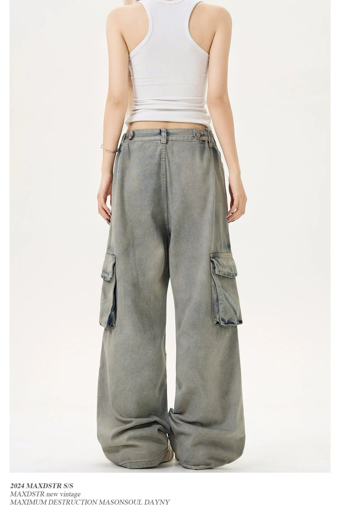 Sand Wash Large Pocket Jeans Korean Street Fashion Jeans By MaxDstr Shop Online at OH Vault