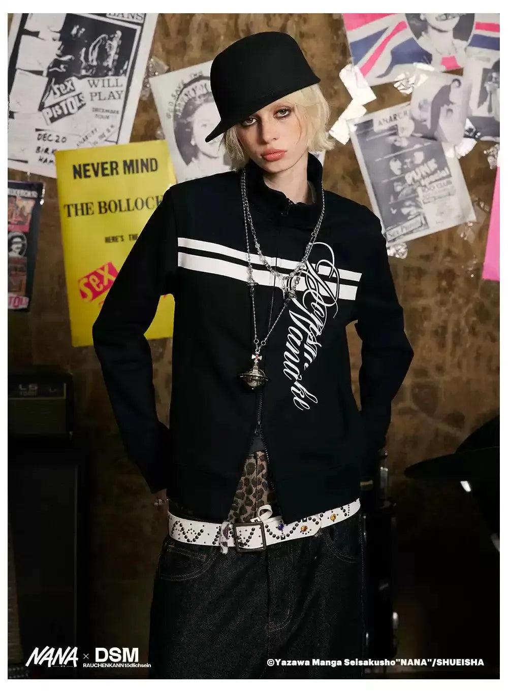 Nana Bar Lines Zipped Jacket Korean Street Fashion Jacket By Donsmoke Shop Online at OH Vault