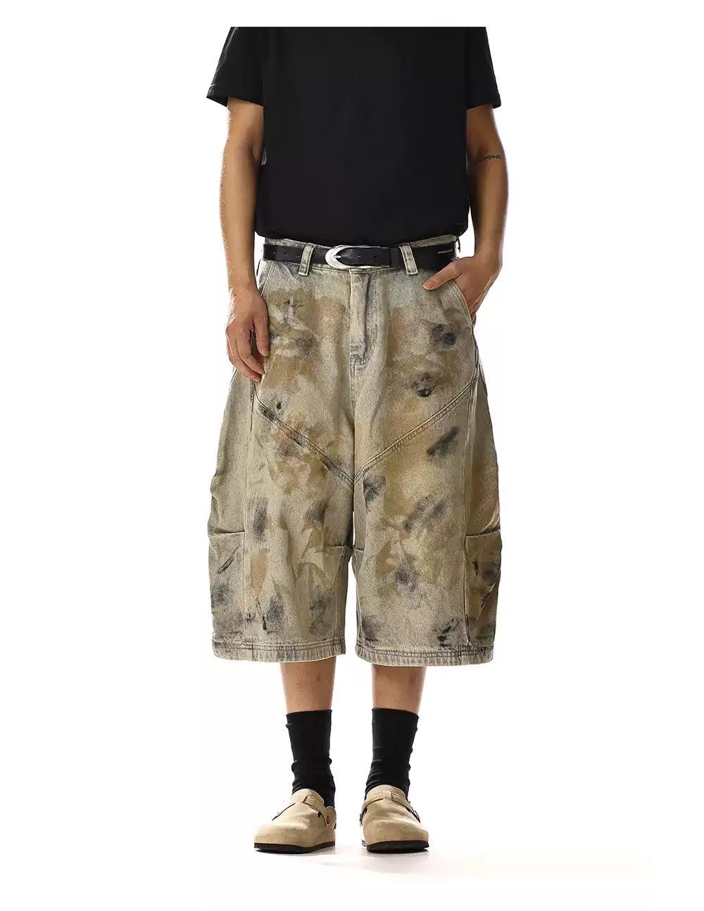 Smudges Spots Denim Shorts Korean Street Fashion Shorts By MEBXX Shop Online at OH Vault