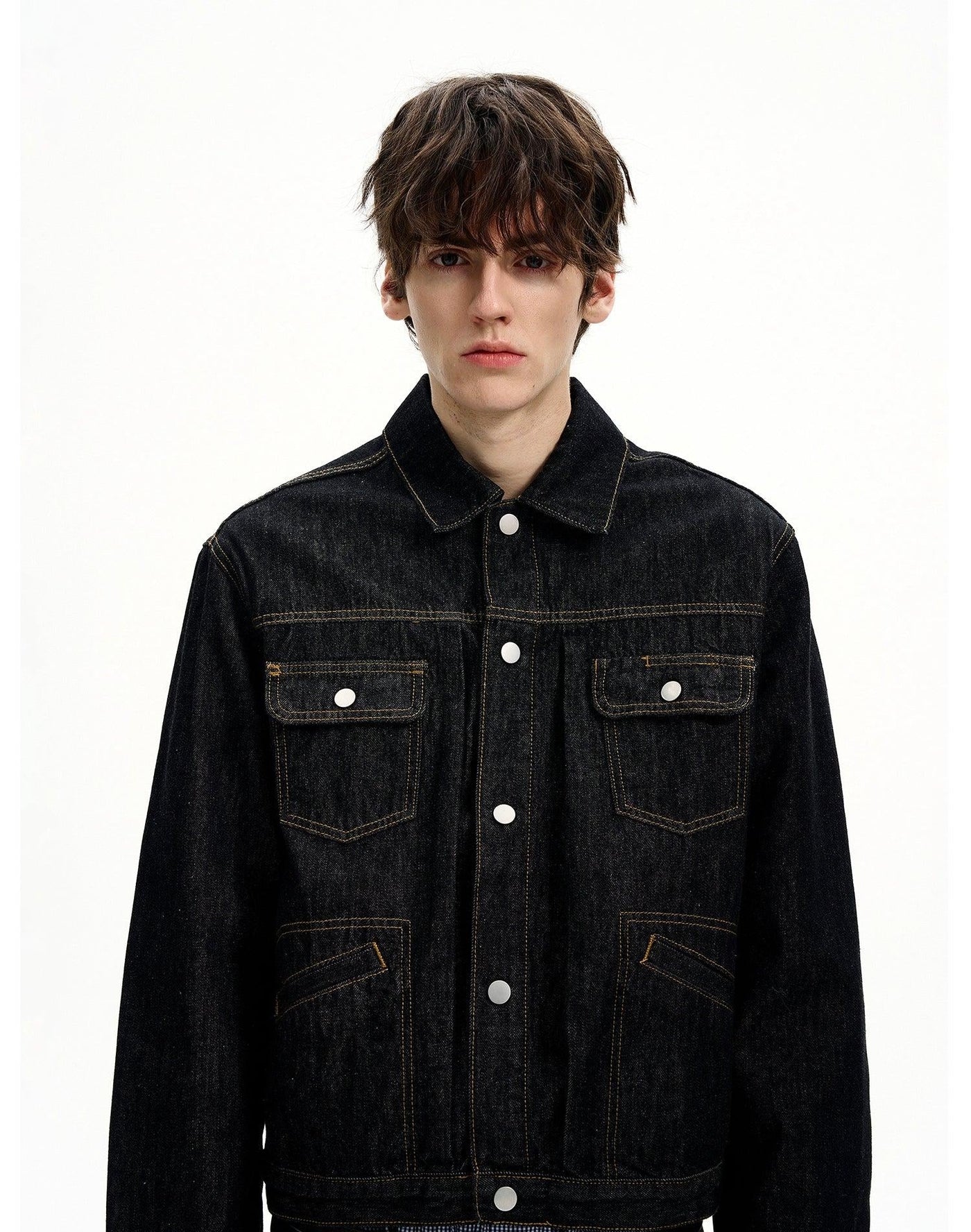 Multi-Pocket Topstitching Denim Jacket Korean Street Fashion Jacket By MaxDstr Shop Online at OH Vault