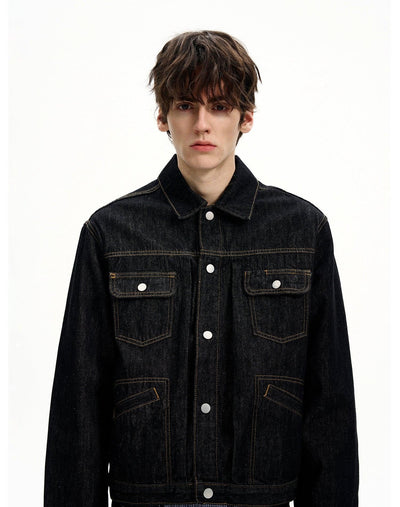 Multi-Pocket Topstitching Denim Jacket Korean Street Fashion Jacket By MaxDstr Shop Online at OH Vault