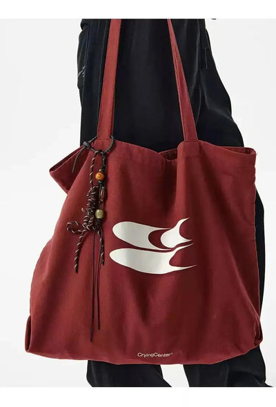 Logo Print Tote Bag Korean Street Fashion Bag By Crying Center Shop Online at OH Vault