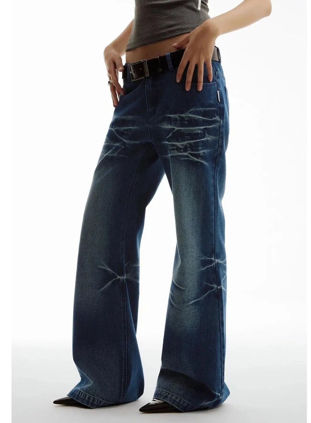 Whisker Lines Comfty Jeans Korean Street Fashion Jeans By Funky Fun Shop Online at OH Vault