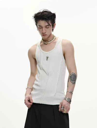 Textured Pleats U-Neck Tank Top Korean Street Fashion Tank Top By Argue Culture Shop Online at OH Vault