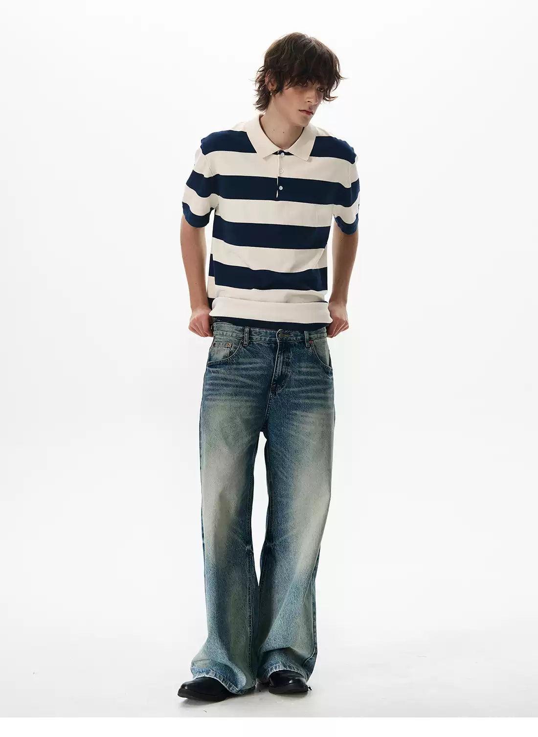 Wide Stripes Comfty Polo Korean Street Fashion Polo By 77Flight Shop Online at OH Vault