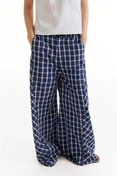 Oversized Fit Plaid Pattern Pants