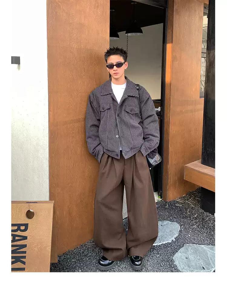 Flap Pocket StripedButtoned Jacket Korean Street Fashion Jacket By Poikilotherm Shop Online at OH Vault