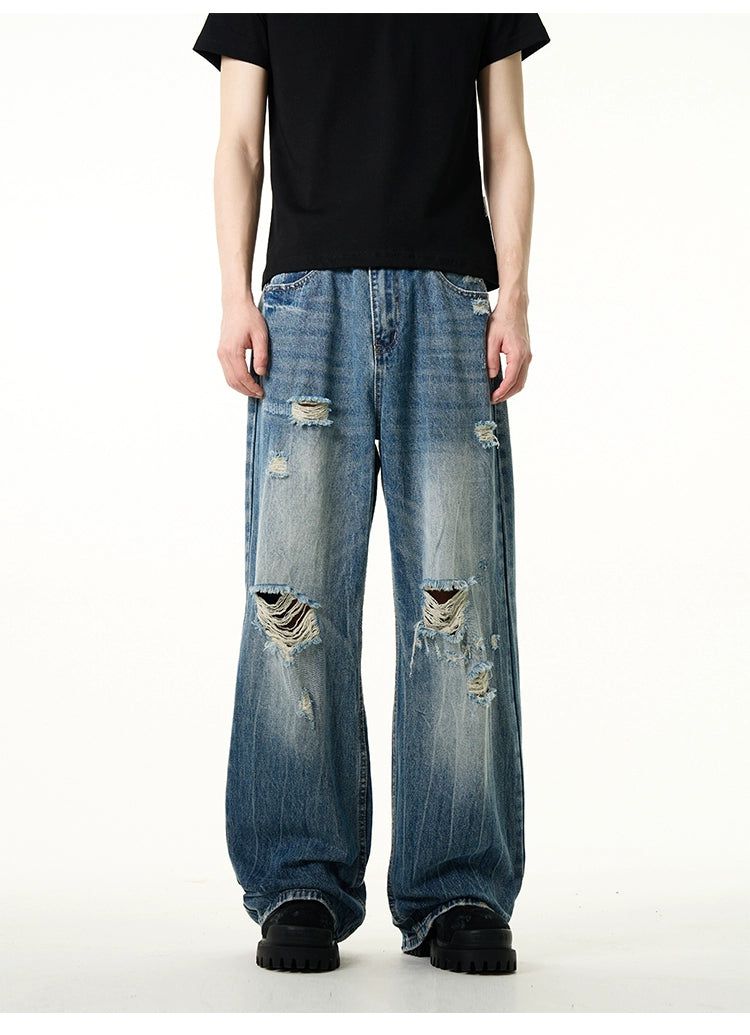 Faded Strap Baggy Cargo Jeans Korean Street Fashion Jeans By 77Flight Shop Online at OH Vault