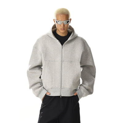 Structured Kangaroo Pocket Zip-Up Hoodie Korean Street Fashion Hoodie By MEBXX Shop Online at OH Vault