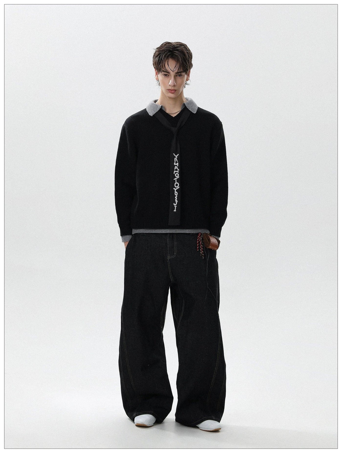 Layered Contrast Sweater Korean Street Fashion Sweater By Mr Nearly Shop Online at OH Vault