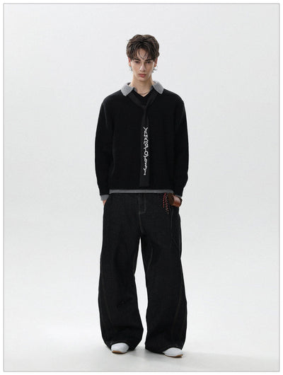 Layered Contrast Sweater Korean Street Fashion Sweater By Mr Nearly Shop Online at OH Vault