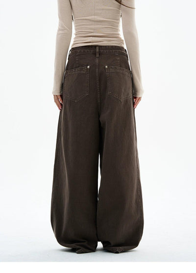Faded Pleats Wide Leg Jeans Korean Street Fashion Jeans By 77Flight Shop Online at OH Vault