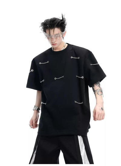 Scattered Chain Holes T-Shirt Korean Street Fashion T-Shirt By Argue Culture Shop Online at OH Vault
