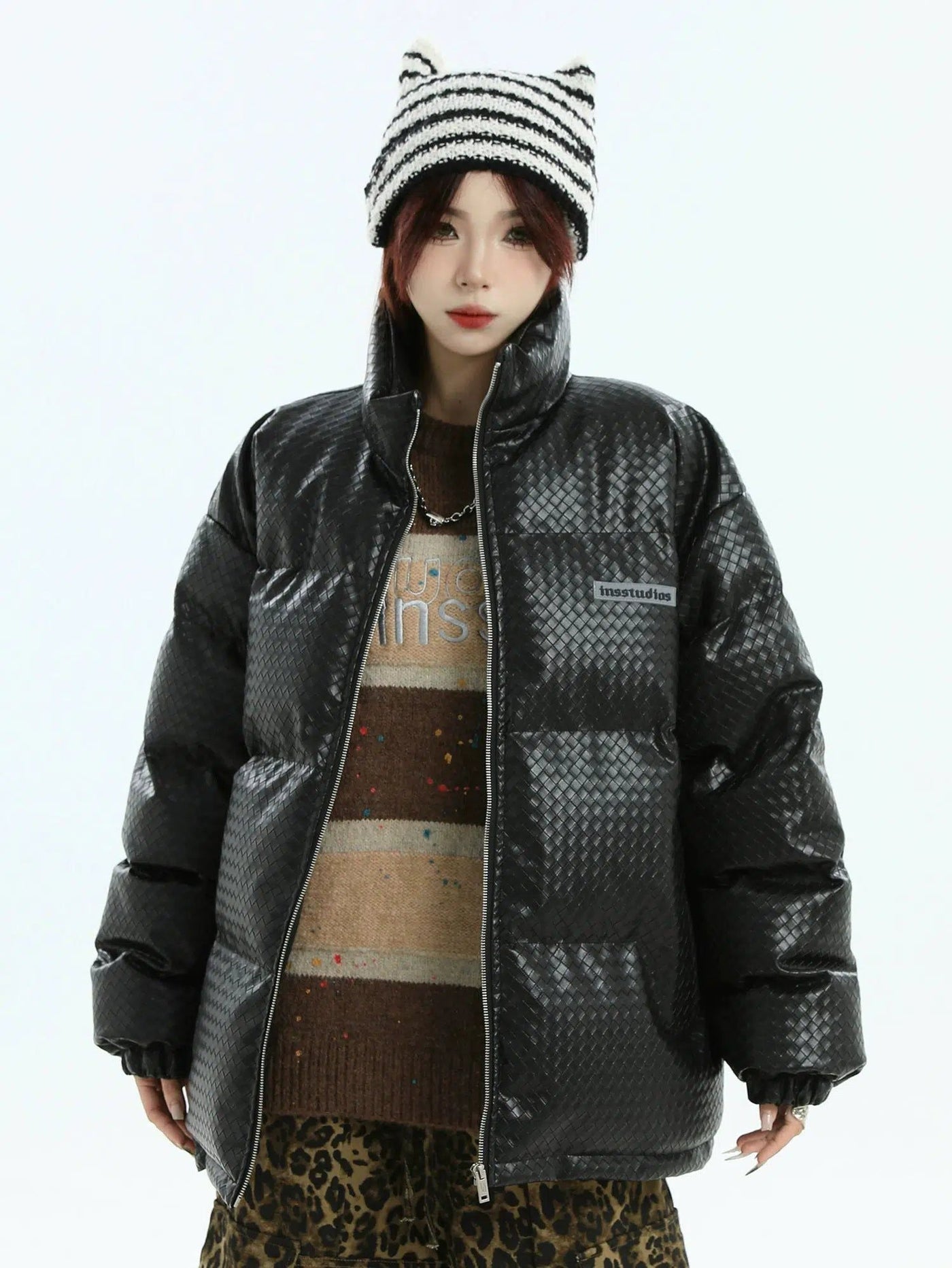 Quilted Textured Puffer Jacket Korean Street Fashion Jacket By INS Korea Shop Online at OH Vault