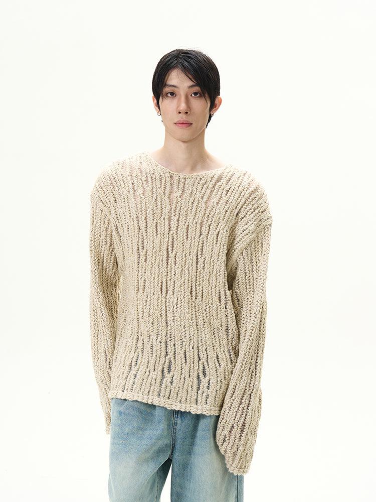 Hollow Twisted Knit Sweater Korean Street Fashion Sweater By 77Flight Shop Online at OH Vault