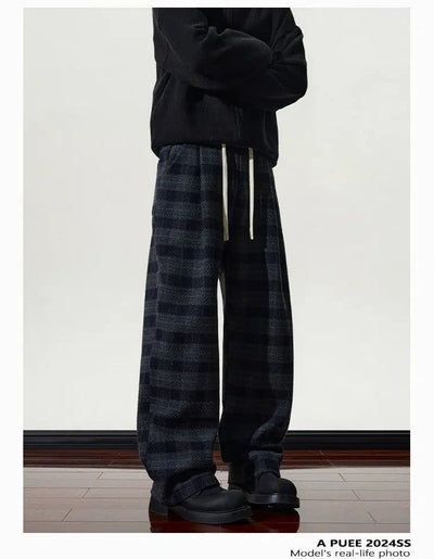 Drawstring Plaid Casual Pants Korean Street Fashion Pants By A PUEE Shop Online at OH Vault