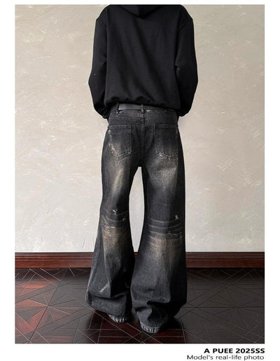 Bleach Wash Whiskered Jeans