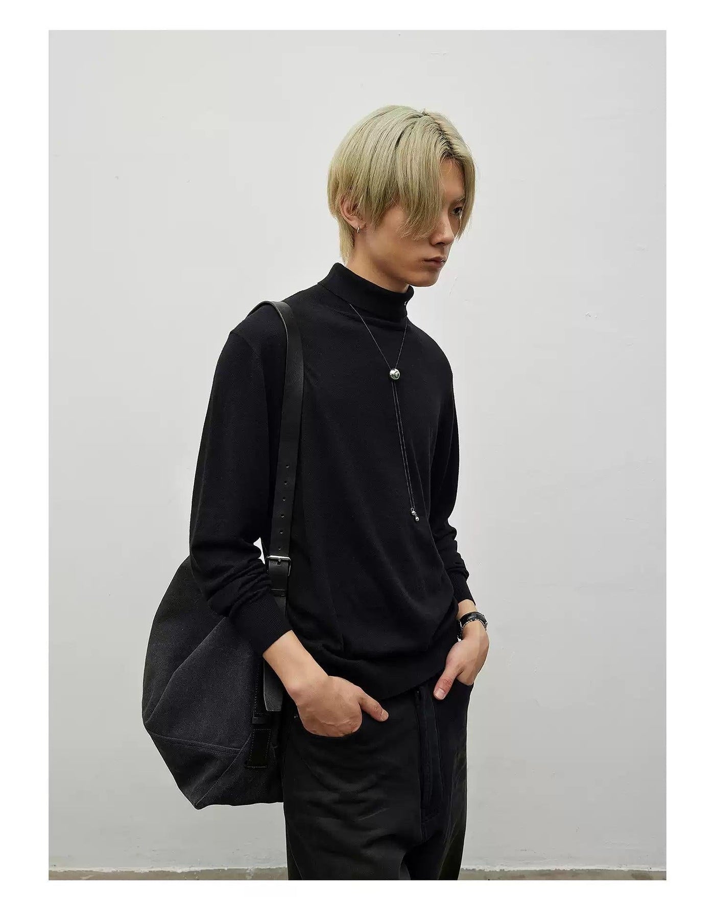 Plain Color Turtle-Neck L/S T-Shirt Korean Street Fashion T-Shirt By Terra Incognita Shop Online at OH Vault