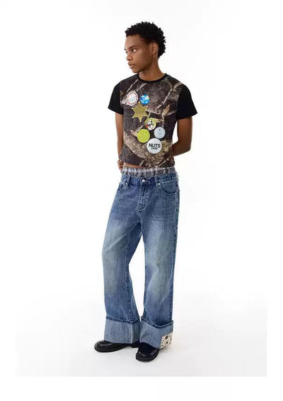 Folded End Faded Jeans Korean Street Fashion Jeans By Conp Conp Shop Online at OH Vault