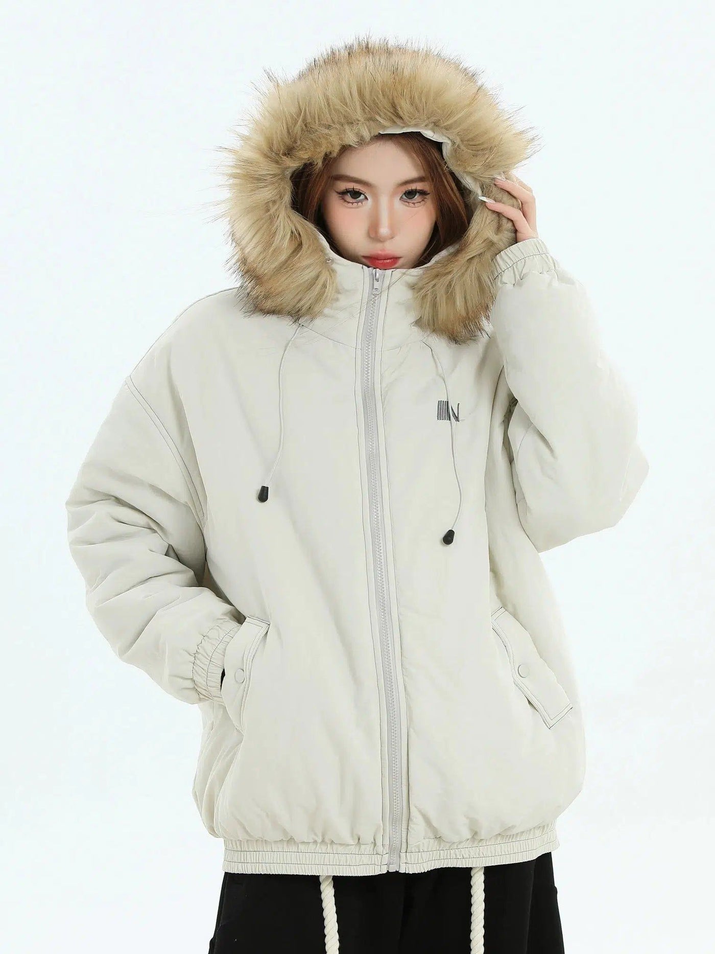 Fur Collar Hooded Jacket Korean Street Fashion Jacket By INS Korea Shop Online at OH Vault