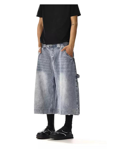 Washed Strapped Waist Denim Shorts Korean Street Fashion Shorts By MEBXX Shop Online at OH Vault