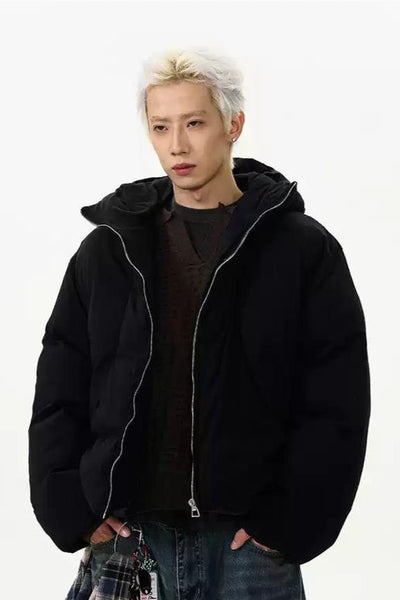 Casual Zippered Detail Puffer Jacket Korean Street Fashion Jacket By A PUEE Shop Online at OH Vault