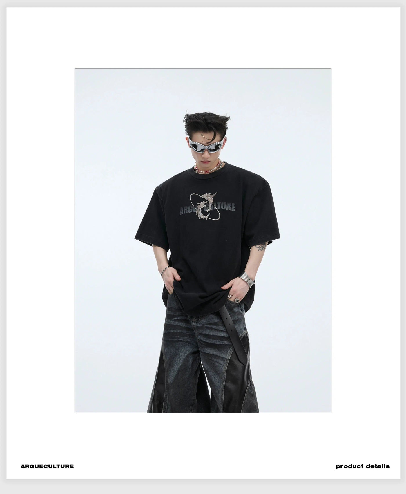 Fade Text Metal Logo T-Shirt Korean Street Fashion T-Shirt By Argue Culture Shop Online at OH Vault