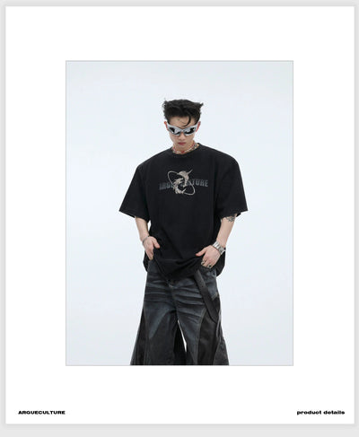 Fade Text Metal Logo T-Shirt Korean Street Fashion T-Shirt By Argue Culture Shop Online at OH Vault
