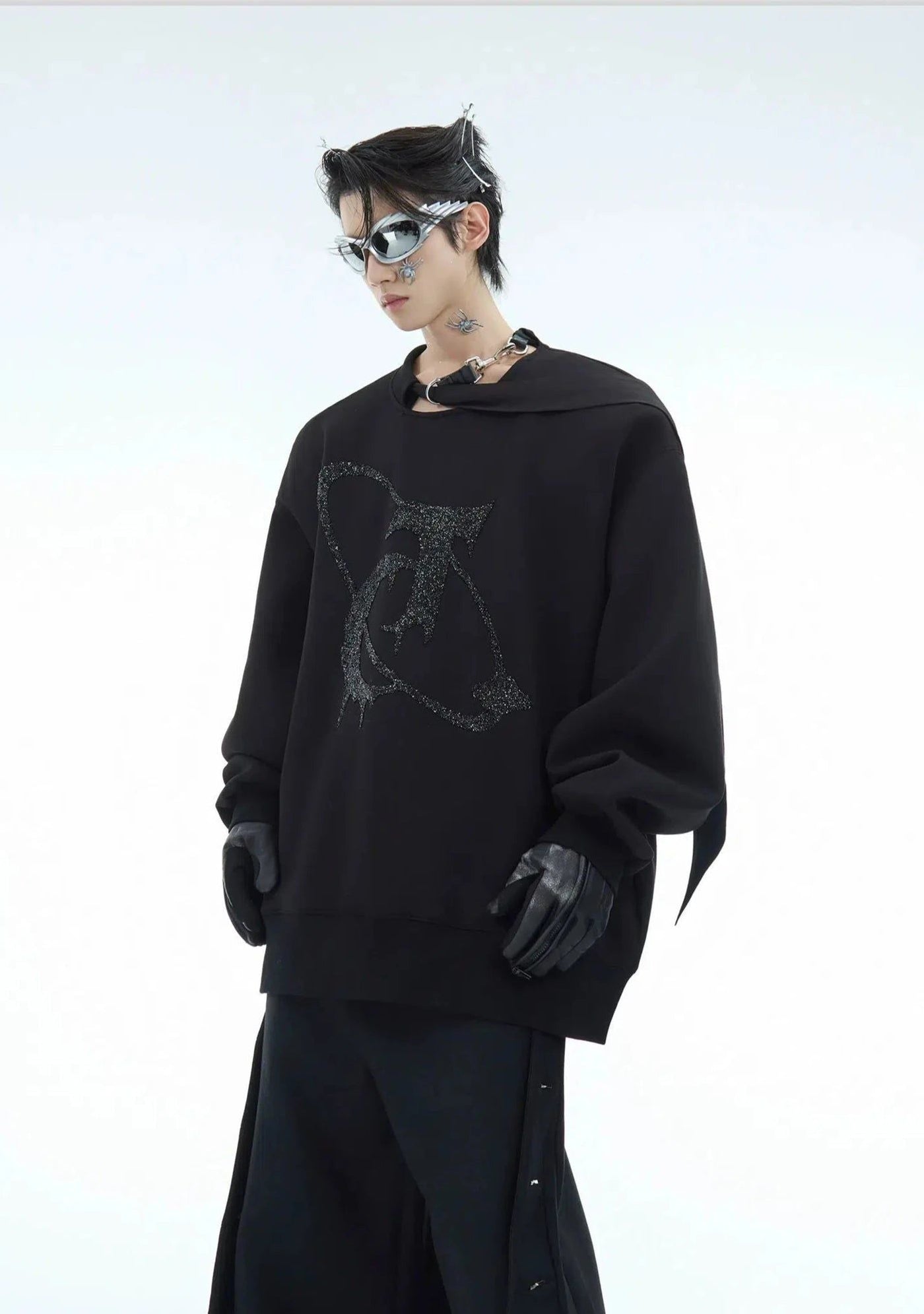 Shiny Logo Neck Strap Crewneck Korean Street Fashion Crewneck By Argue Culture Shop Online at OH Vault