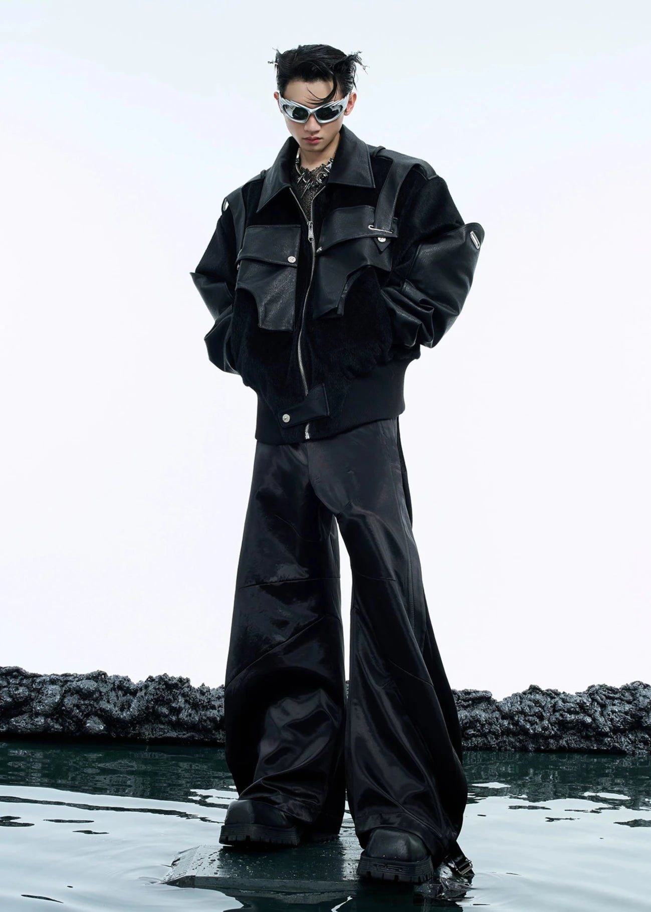 Shiny Wide End Cut Pants Korean Street Fashion Pants By Argue Culture Shop Online at OH Vault