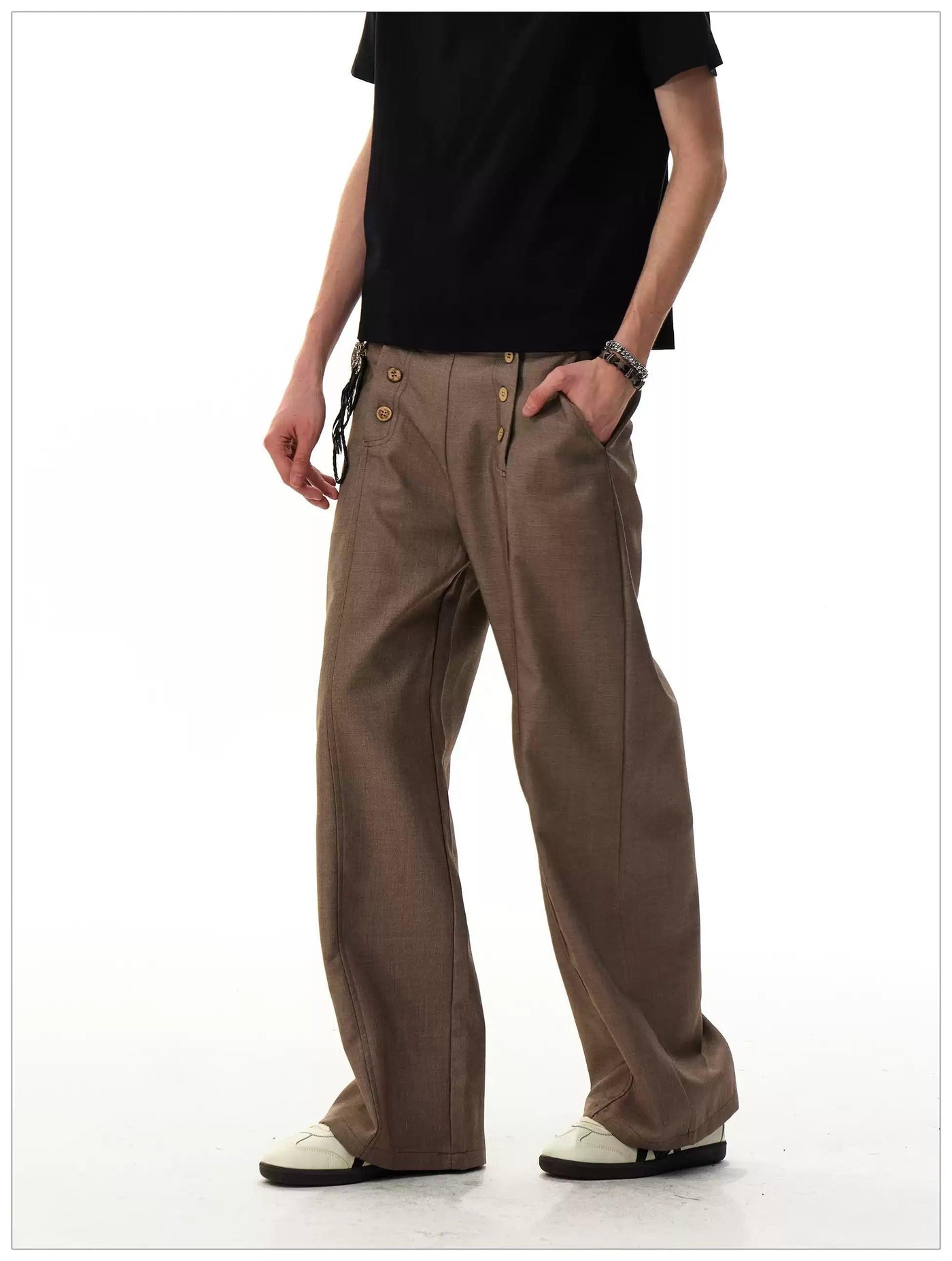 Multi-Buttons Classic Pants Korean Street Fashion Pants By Mr Nearly Shop Online at OH Vault
