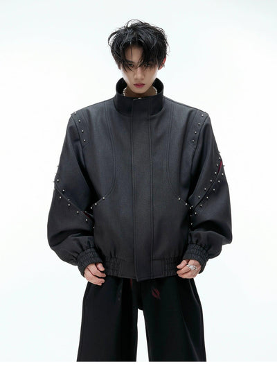 Metallic Bead Textured PU Leather Jacket Korean Street Fashion Jacket By Argue Culture Shop Online at OH Vault