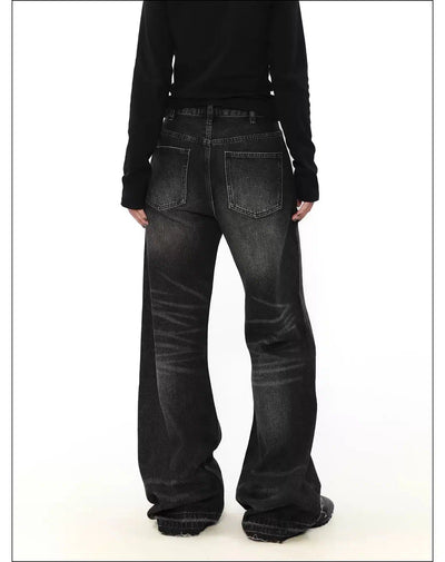 Cat Whisker Raw Edge Jeans Korean Street Fashion Jeans By Mr Nearly Shop Online at OH Vault