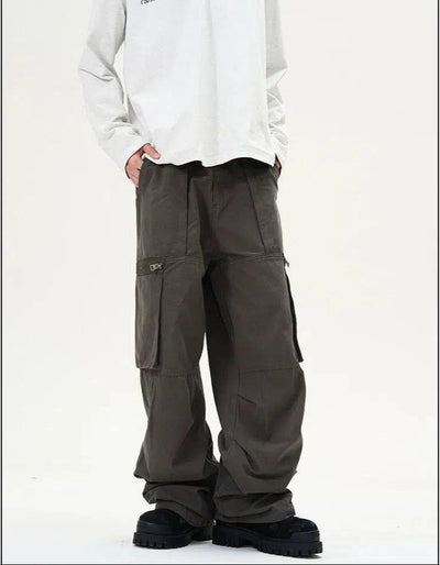 Solid Color Multi-Pocket Cargo Pants Korean Street Fashion Pants By 77Flight Shop Online at OH Vault